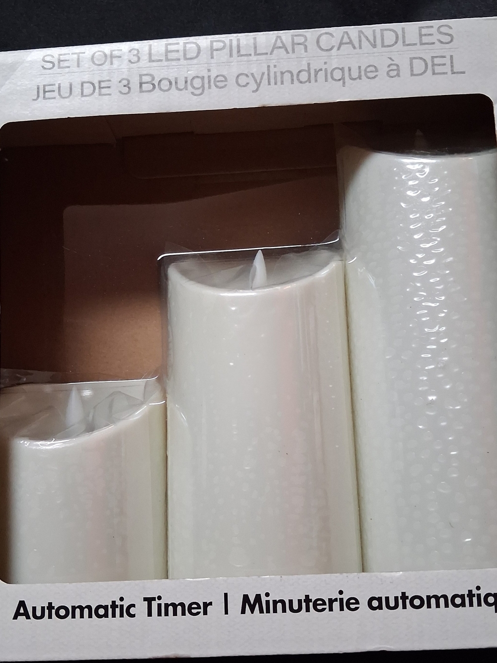 LED Pillar Candle Set (White) with Automatic Timer